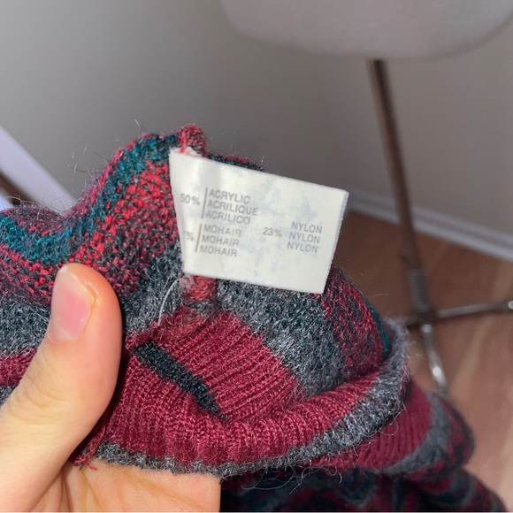 Vintage Pulligan Mohair Blend Red/Gray Southwestern Ugly Grandpa Sweater Large - Picture 10 of 10